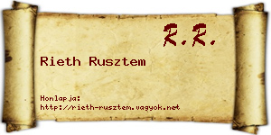 Rieth Rusztem névjegykártya
